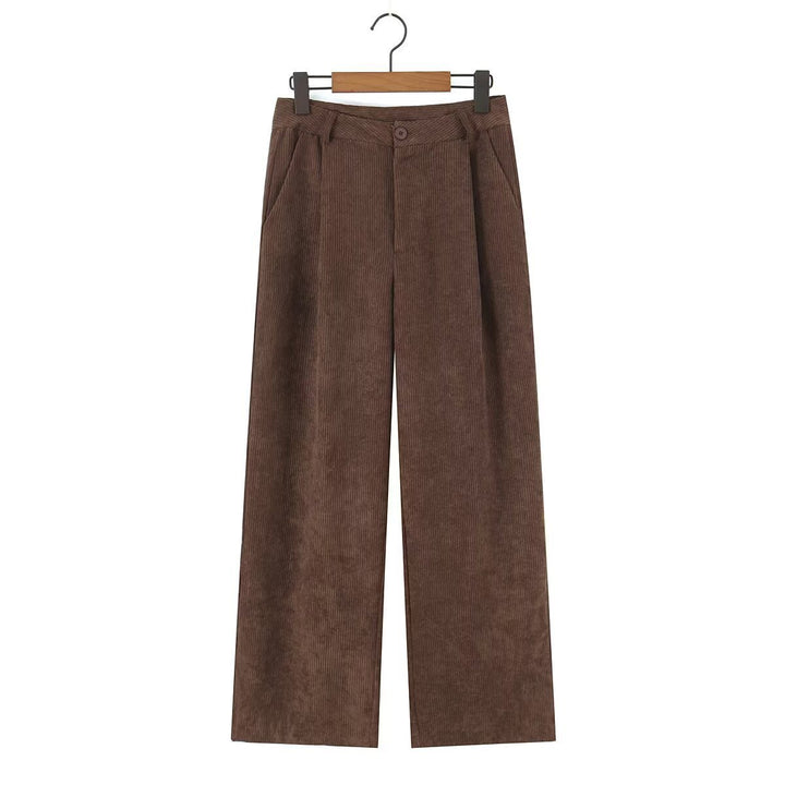 Damen Hochtaillierte Cordhose mit weitem Bein und Bundfalten Echo Archiv