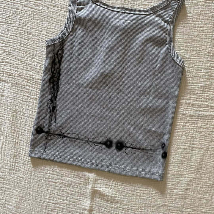 Damen körperbetontes Tanktop mit kreativem Grafikdruck Echo Archiv
