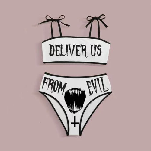 Damen Crop-Top Bikini mit auffälliger Schrift Echo Archiv