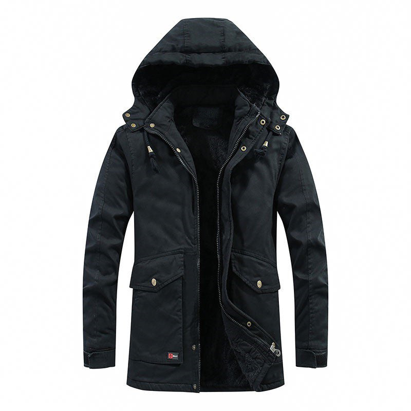 Herren Canvas-Parka mit Sherpa-Innenseite, verlängerter Schnitt und Utility-Ärmeltasche Echoarchiv