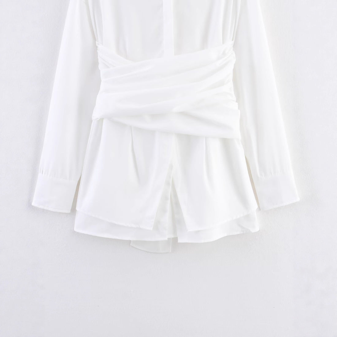 Damen Wickeloptik-Hemdbluse mit drapiertem Tailleneinsatz Echoarchiv