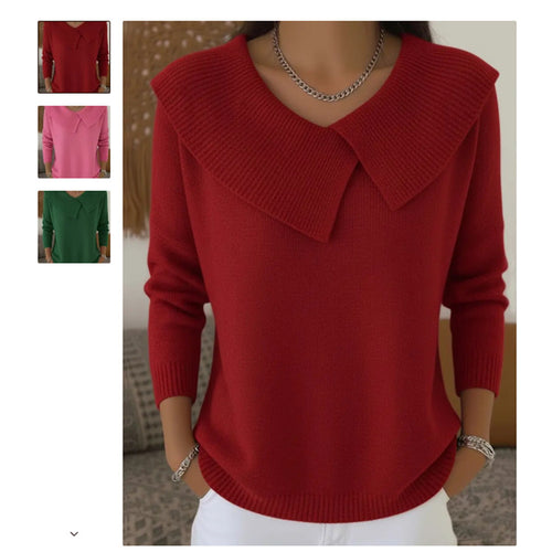 Damen nan grobgestrickter Pullover mit übergroßem Matrosenkragen und gerippten Abschlüssen Echo Archiv