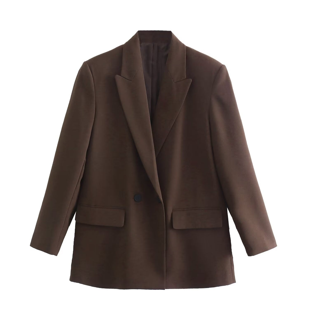 Damen nan taillierter Doppelreihiger Blazer mit schmalem Revers, aufgesetzten Pattentaschen und klarer Silhouette Echo Archiv