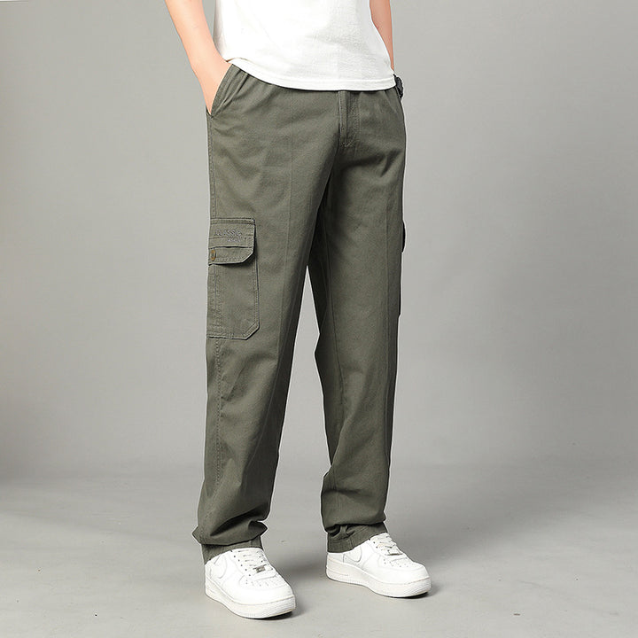 Men's relaxed cargo pants with multi-pocket utility design and elastic waist – Bravaro