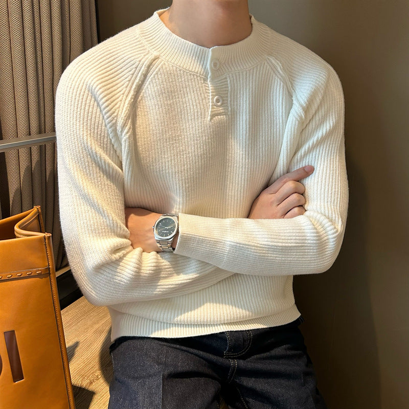 Herren Rippstrick-Pullover mit Knopfleiste Echo Archive