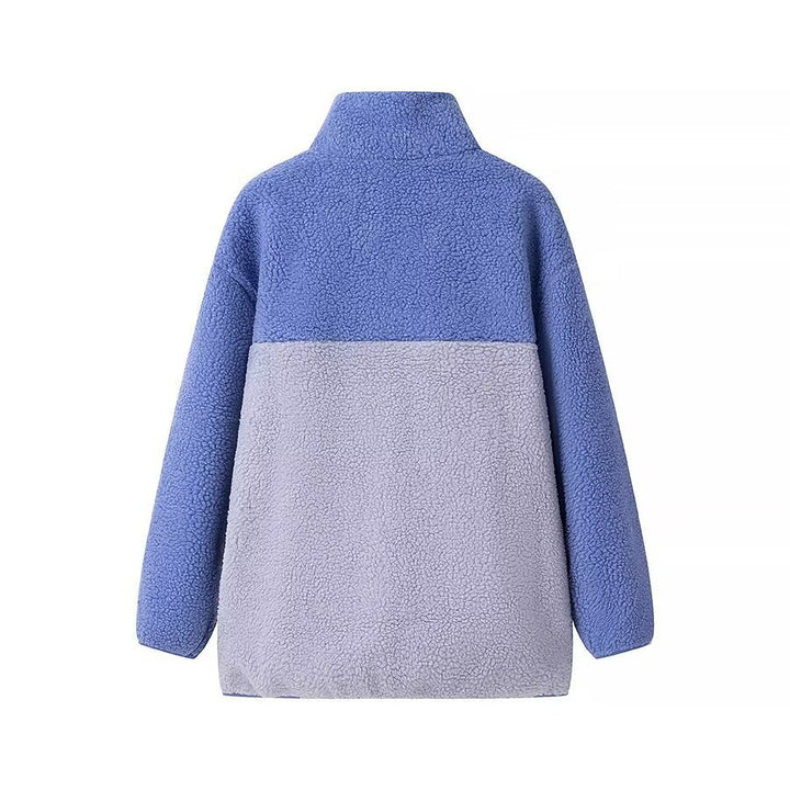 Damen Oversize Teddy-Fleecejacke mit Stehkragen, Reißverschlusstaschen und Nylon-Brusttasche Echo Archiv