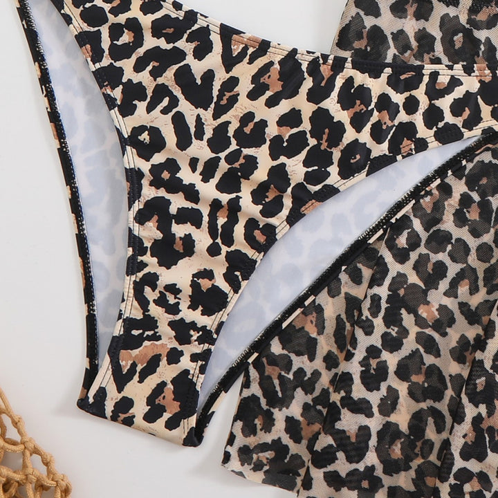 Damen Bikini-Set mit modischem Leopardenmuster und verstellbarem Rock Echo Archiv