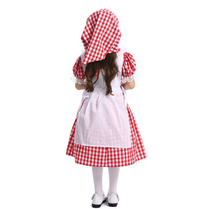 Damen nan traditionelles Bauernmädchenkleid mit Spitzenschürze und Kapuze Echo Archiv