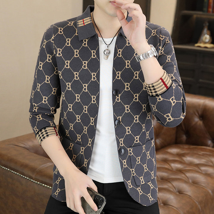 Herren Modische Strickjacke mit strukturiertem Muster Echoarchiv