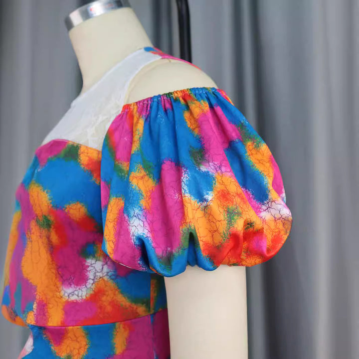 Damen Maxikleid mit voluminösen Puffärmeln und floralem Spitzenbesatz Echo Archiv