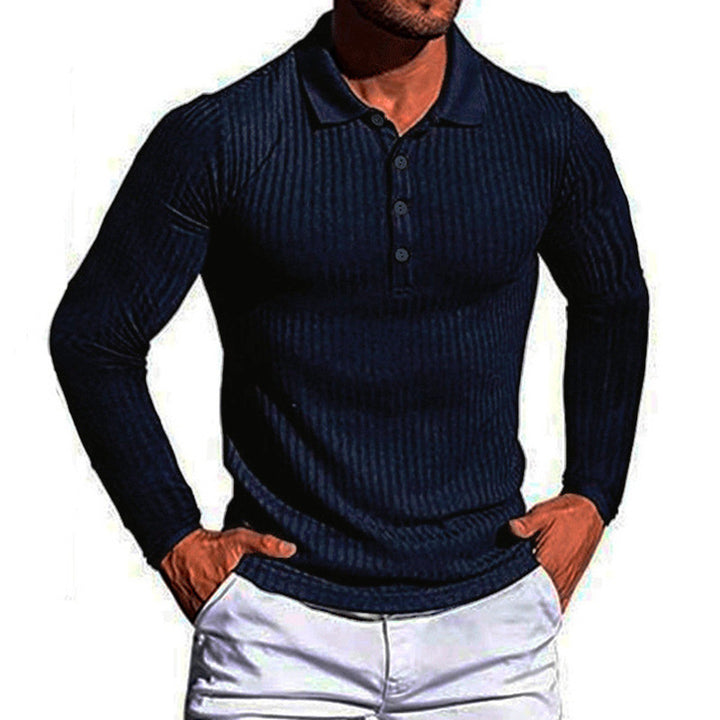 Herren elegantes langärmliges Poloshirt im strukturierten Design Echoarchiv