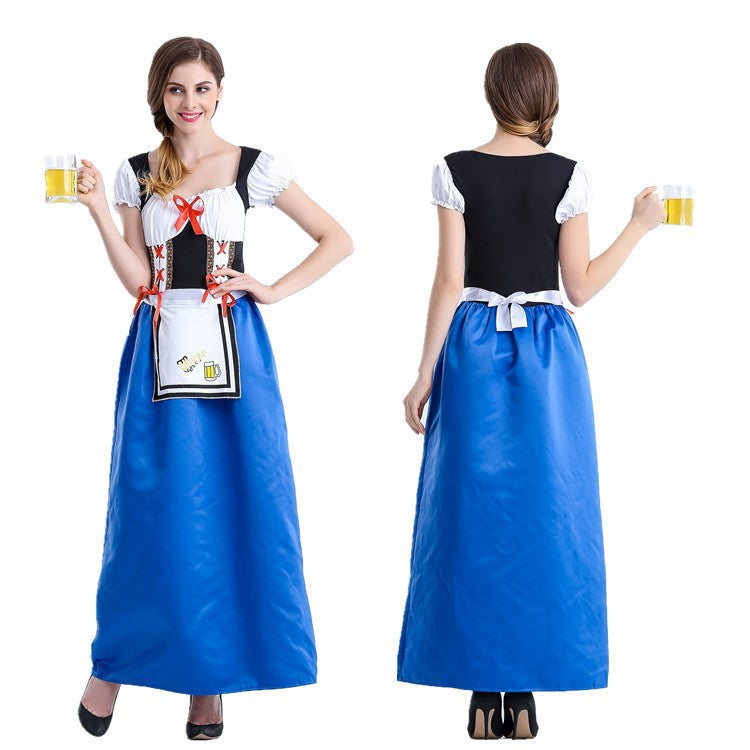 Damen nan traditionelles Dirndlkleid mit geschnürtem Mieder und langer Trachtenschürze Echo Archiv