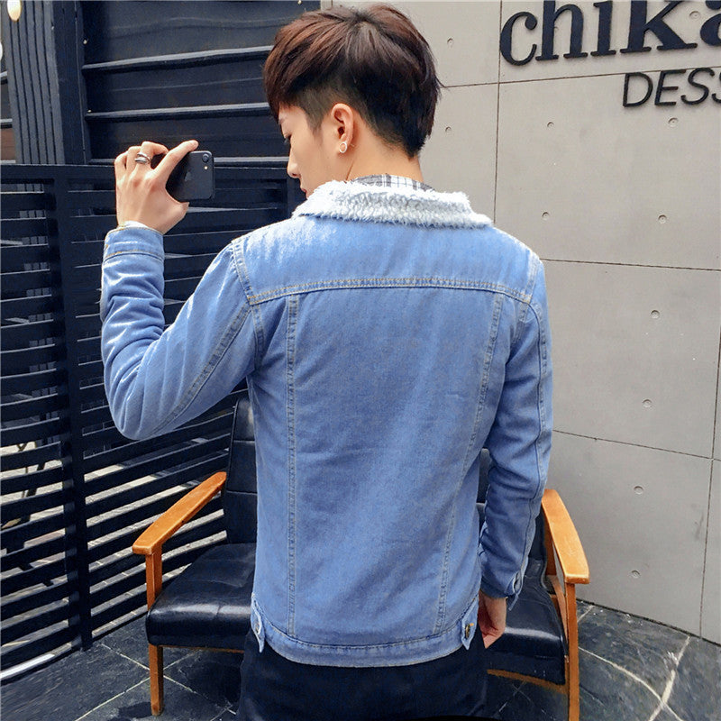 Herren Modische Denimjacke mit Fleece-Futter Echoarchiv