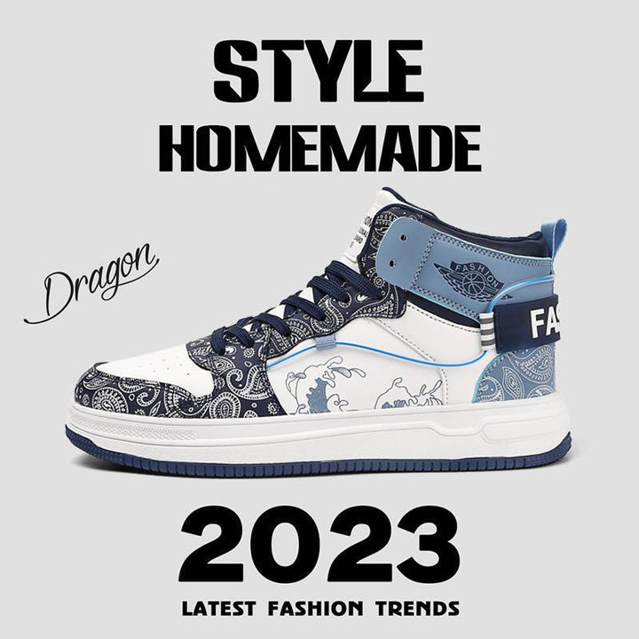 Herren High-Top Sneaker mit Paisley-Print und Drachenapplikation Echoarchiv