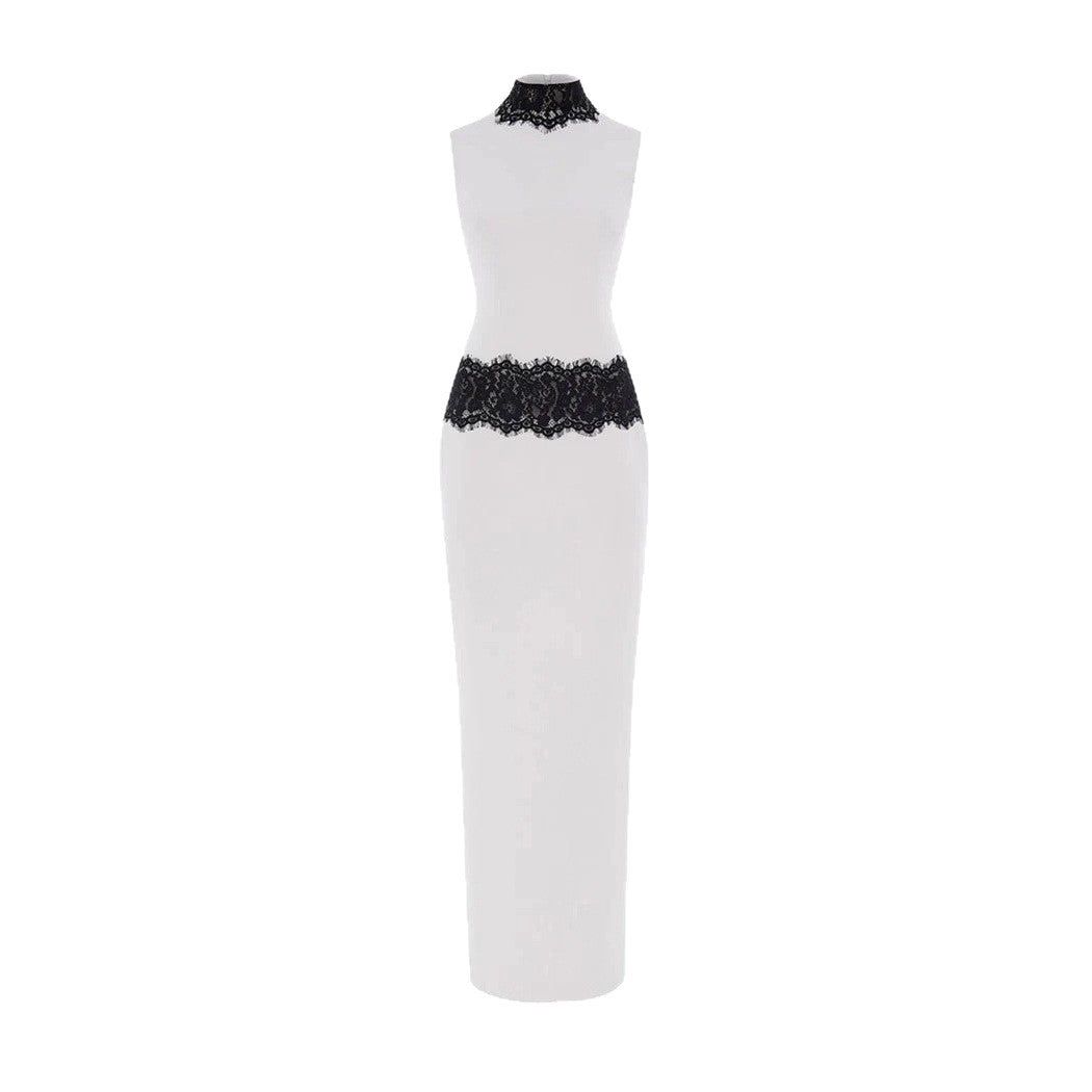 Damen Elegantes und figurbetontes Abendkleid mit Spitzenakzenten Echo Archiv