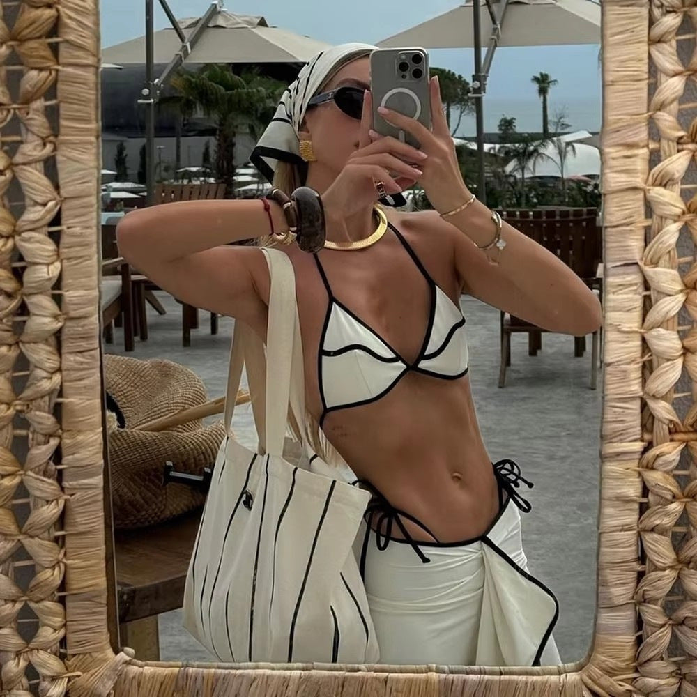 Damen Bikini-Set mit asymmetrischem Rock und verstellbarem Triangel-Oberteil Echo Archiv