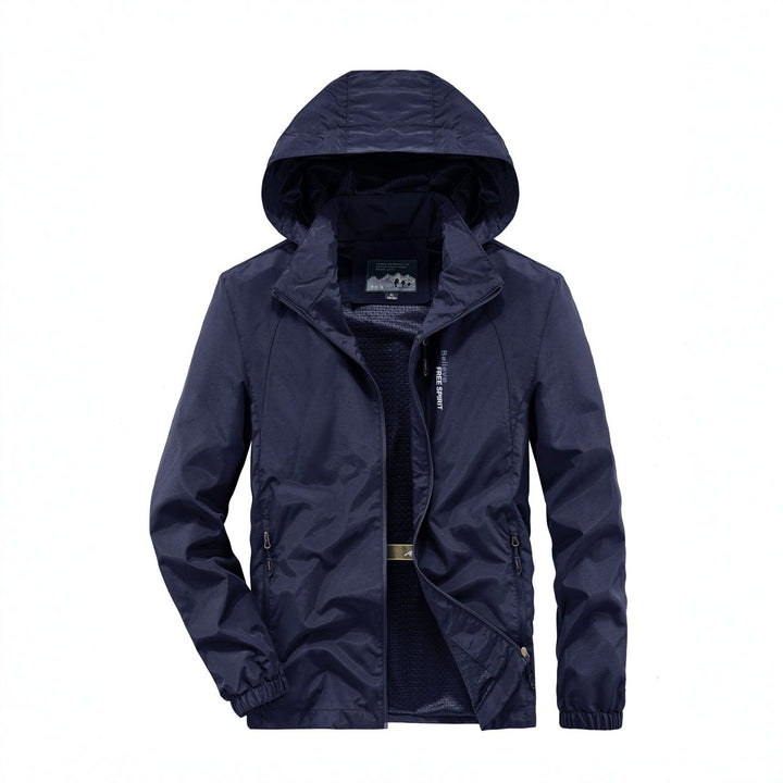Herren Ultraleichte Atmungsaktive Kapuzenjacke mit perforiertem Mesh‑Futter und Reißverschlusstaschen Echo Archiv