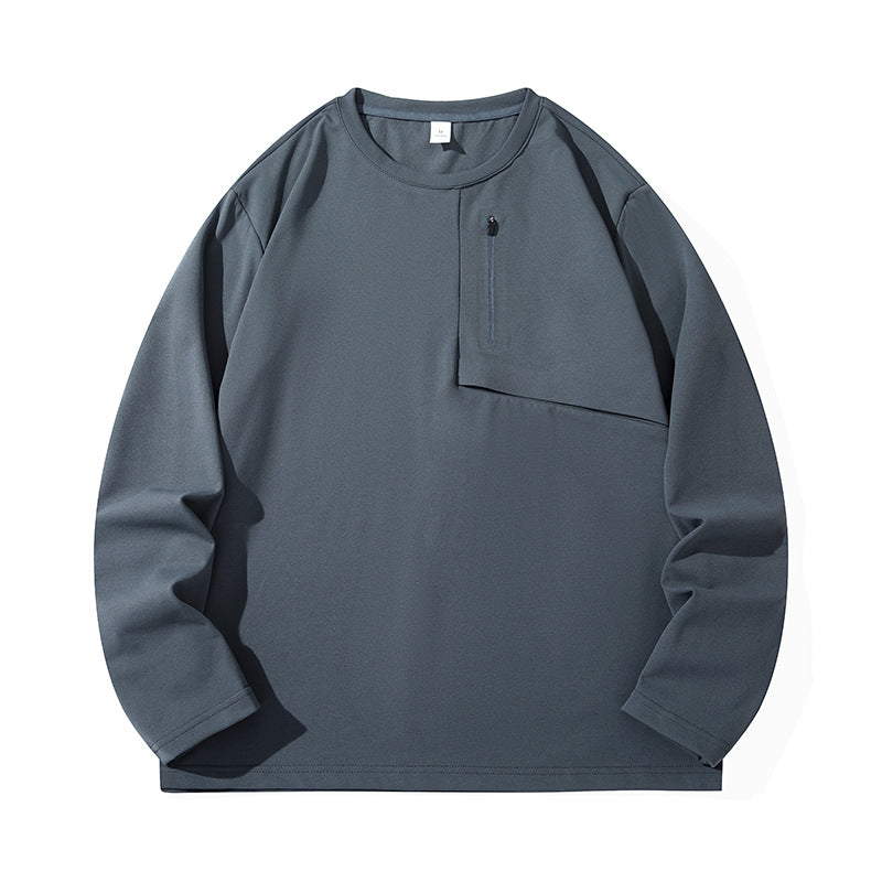 Unisex Oversize Langarm‑Sweatshirt mit Brustreißverschlusstasche und Rundhalsausschnitt Echoarchiv