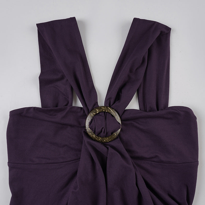 Damen ärmelloses Oberteil mit raffiniertem Drapierungsdesign und dekorativem Ring Echo Archiv