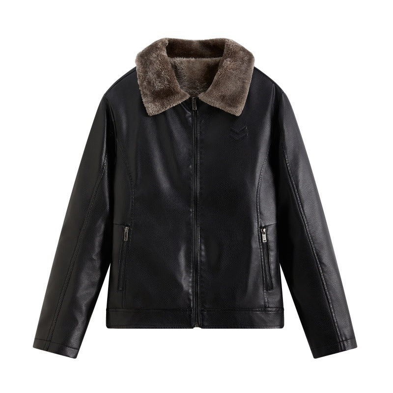 Herren Elegante Lederjacke mit Kunstfellkragen Echo Archiv