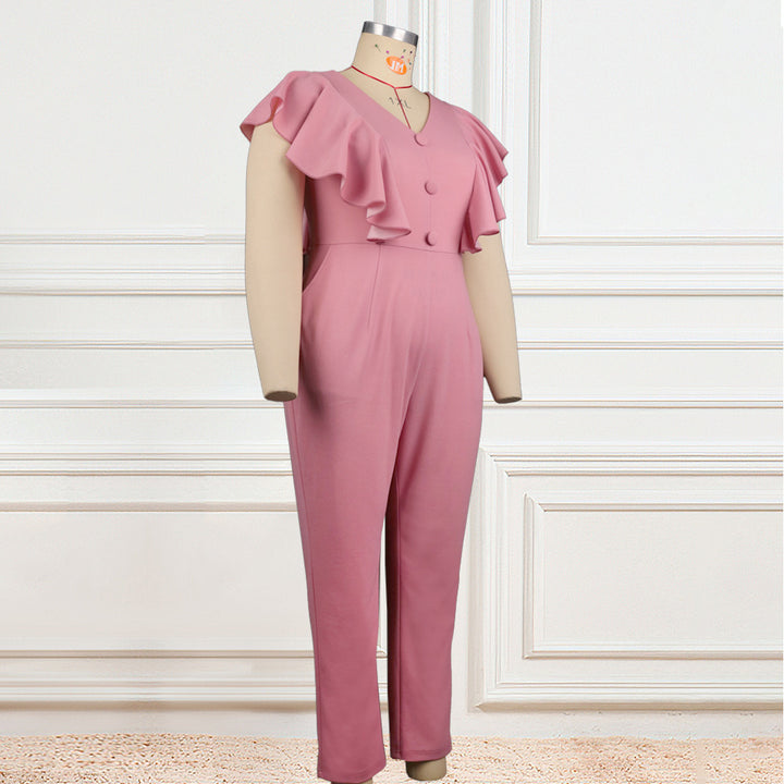 Damen Eleganter Jumpsuit mit voluminösen Rüschendetails Echo Archiv