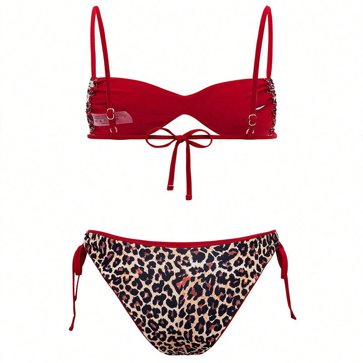 Damen Triangel-Bikini mit verspieltem Leopardenmuster und verstellbaren Trägern Echo Archiv