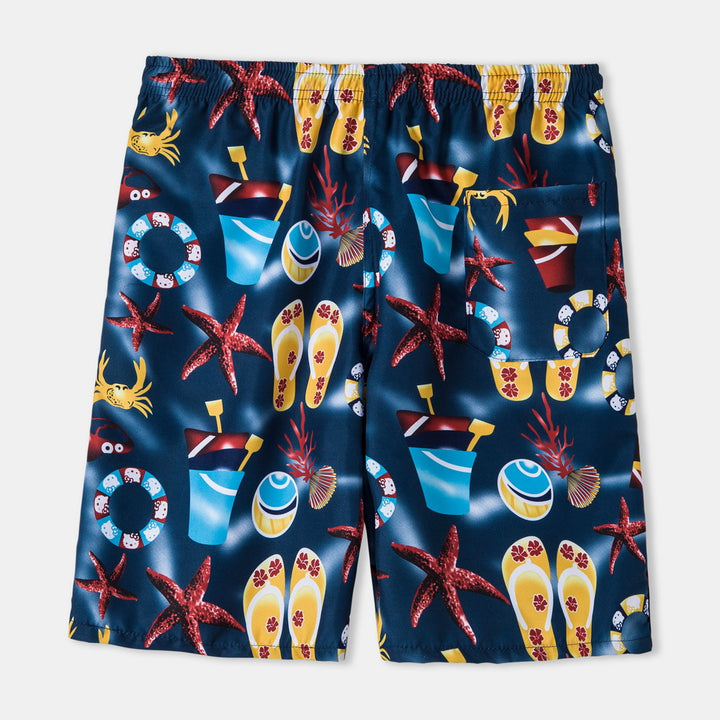 Herren Badeshorts mit lebhaftem maritimen Motiv und praktischer Schnürung Echoarchiv