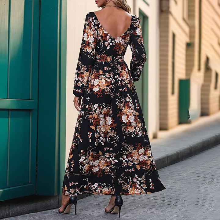 Damen Floral Maxikleid mit V-Ausschnitt und Rüschendetails Echo Archiv