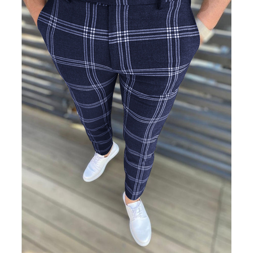 Herren Elegante Karottenhose mit strukturiertem Karo-Muster Echoarchiv