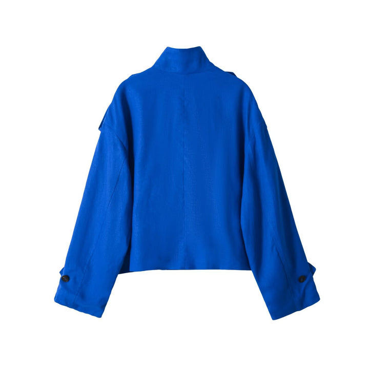 Damen Kurzer Trenchcoat mit Stehkragen und Schulterklappen Echo Archiv