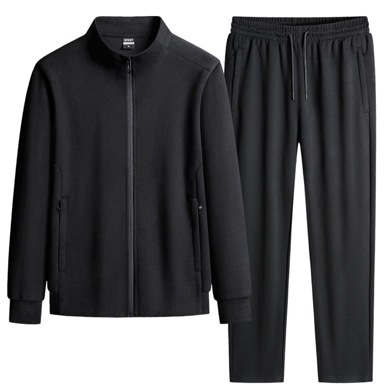 Herren Modernes Freizeit-Trainingsset aus Thermofleece mit Stehkragen‑Zipjacke & konischer Jogginghose Echoarchiv