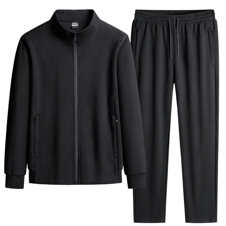 Herren Modernes Freizeit-Trainingsset aus Thermofleece mit Stehkragen‑Zipjacke & konischer Jogginghose Echoarchiv