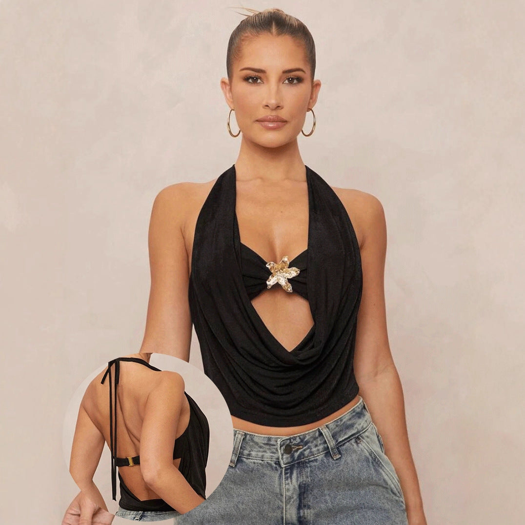 Damen Hochgeschlossenes Cropped-Top mit elegantem Drapierungsdesign Echo Archiv