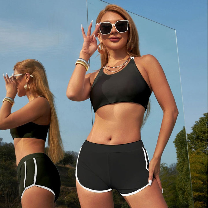 Damen Sportliches Bikini-Set mit hochgeschlossenem Top und bequemen Hosen Echo Archiv