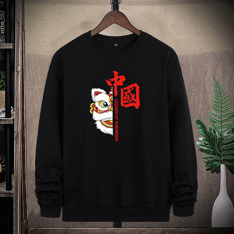 Herren Sweatshirt mit traditionellem Löwentanz‑Motiv und Rundhalsausschnitt Echo Archiv