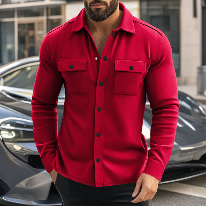 Herren lässige Flanelljacke mit praktischen Brusttaschen und durchgehendem Knopfverschluss Echoarchiv