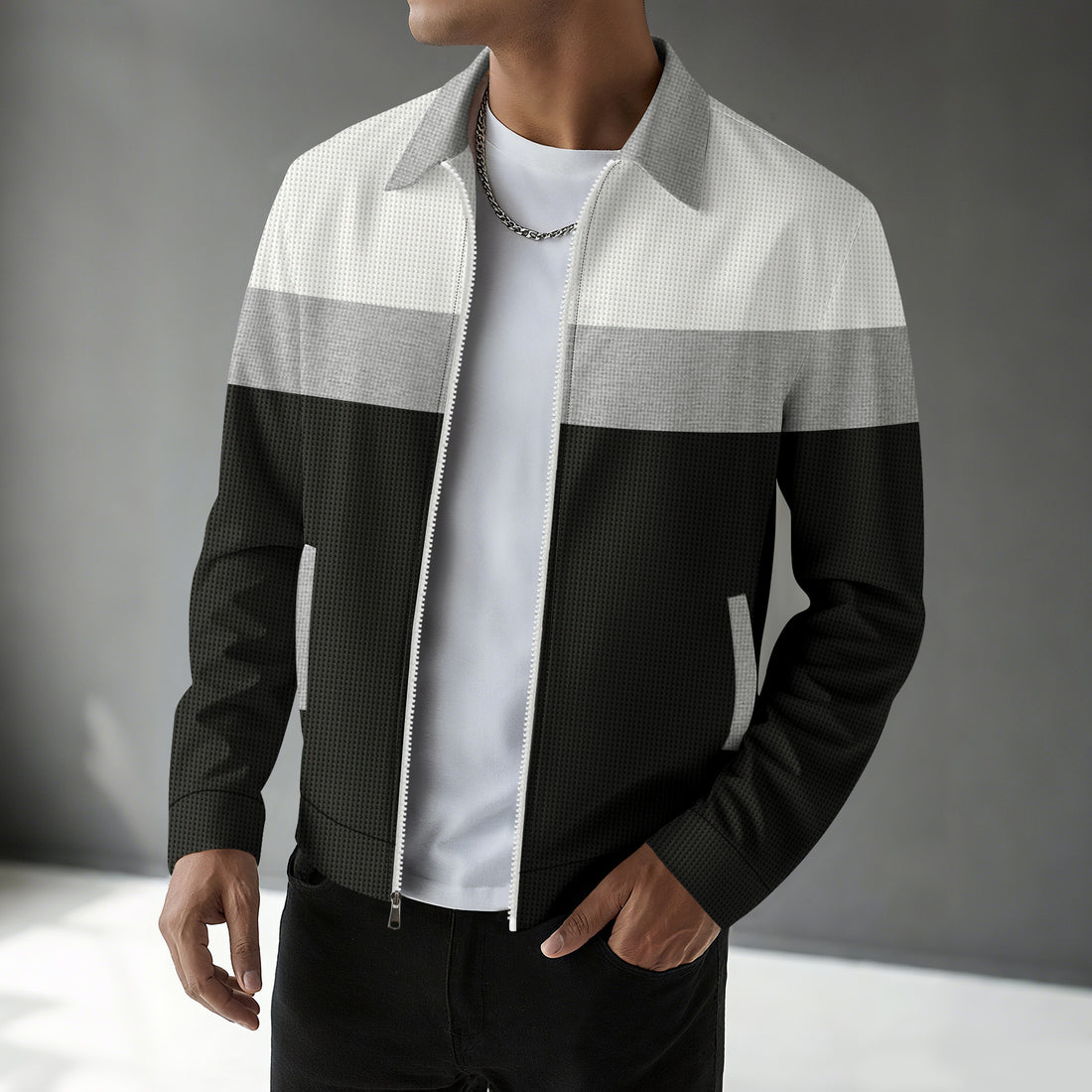 Herren moderne Freizeitjacke mit strukturiertem Design – Taviero
