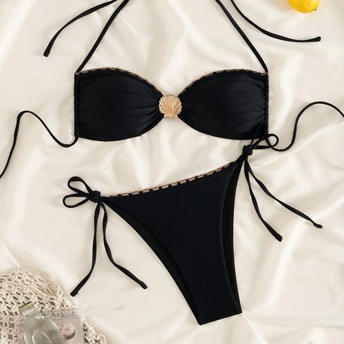Damen Eleganter Bikini mit goldenen Akzenten Echo Archiv
