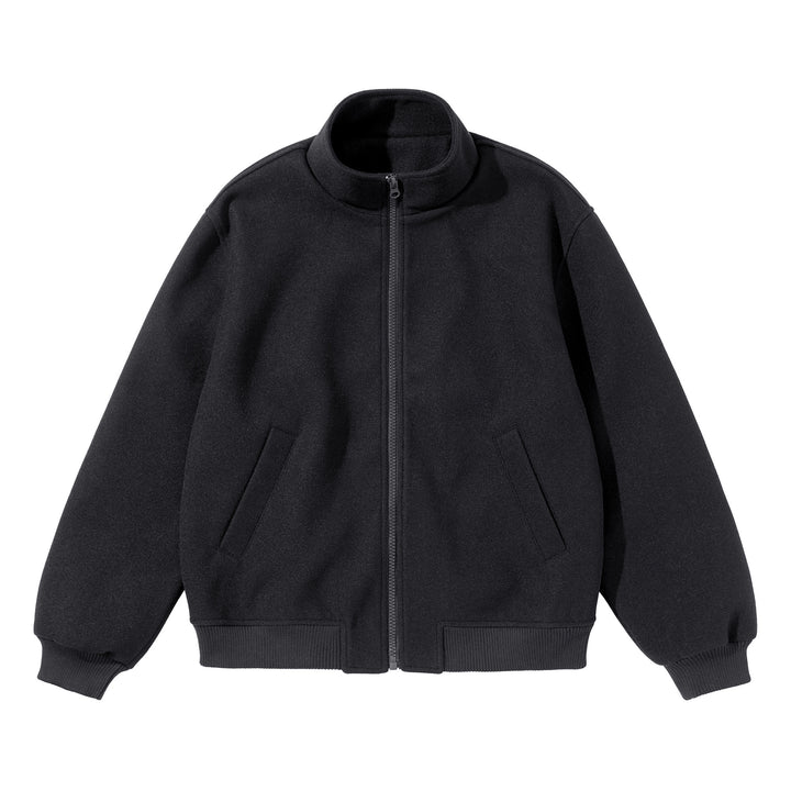 Unisex Kurz geschnittener kastiger Wollmix Blouson mit Stehkragen Echoarchiv