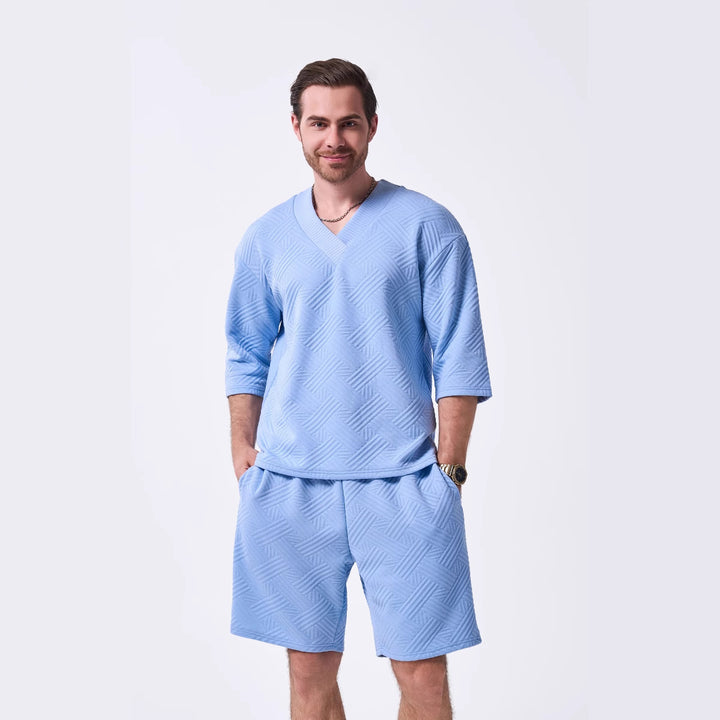 Herren lässiger V-Ausschnitt Freizeit-Pullover und Shorts Set Echoarchiv