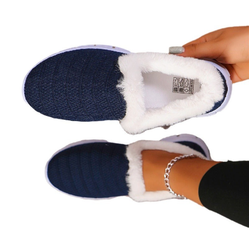 Damen Fleecegefütterte Strick-Slipper-Sneaker mit flexibler EVA-Sohle Echoarchiv