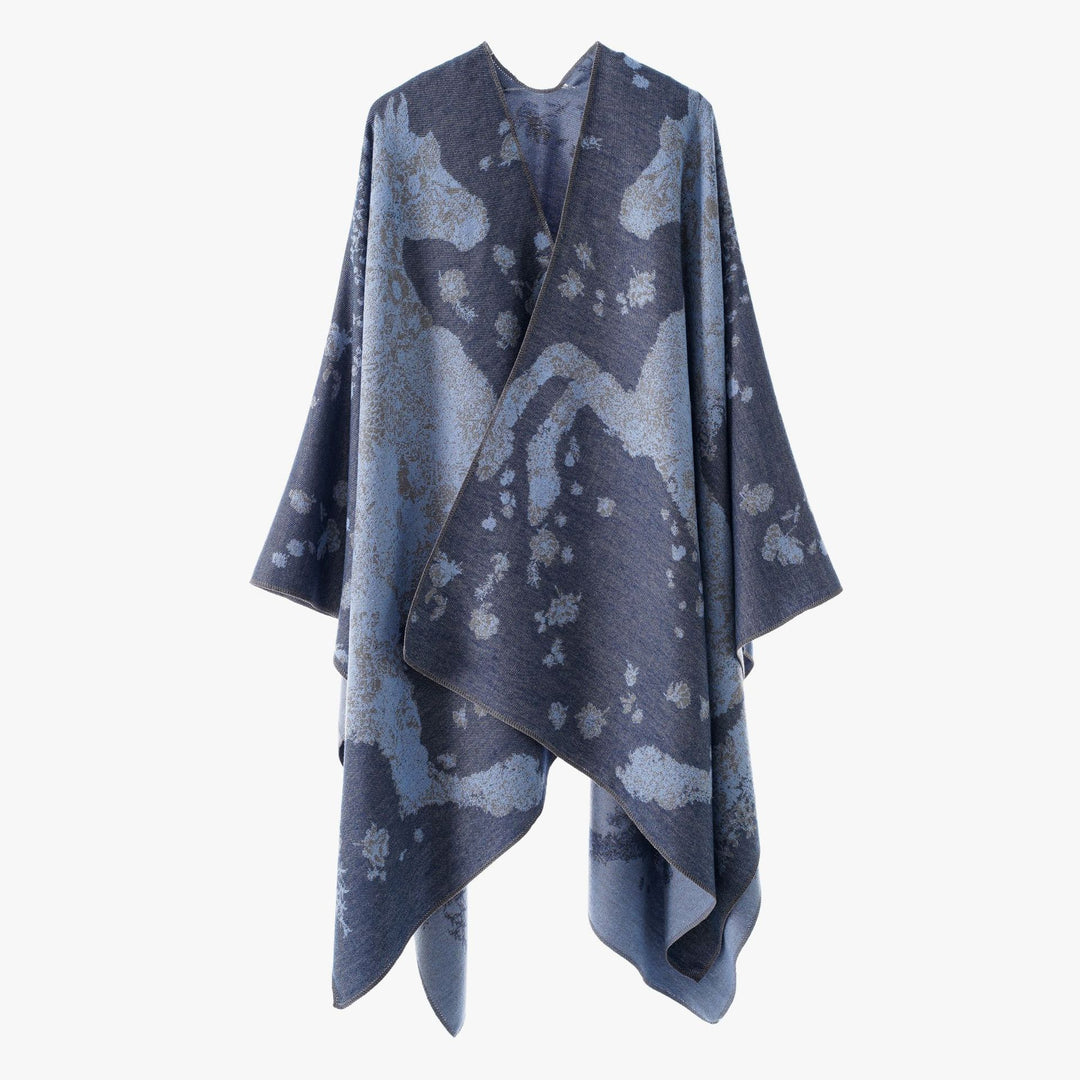 Damen Oversize-Wickelponcho im Kimono-Fall mit feinem Jacquardgewebe Echo Archiv