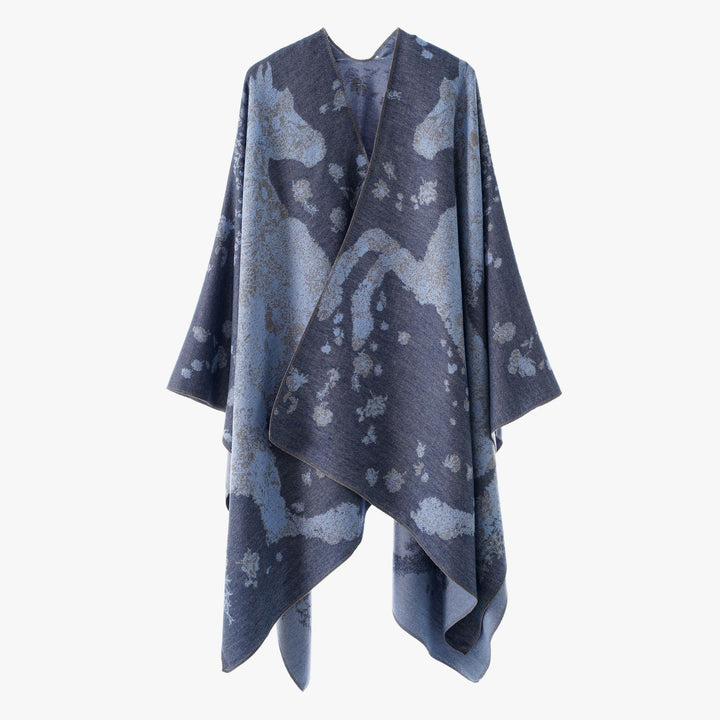Damen Oversize-Wickelponcho im Kimono-Fall mit feinem Jacquardgewebe Echo Archiv