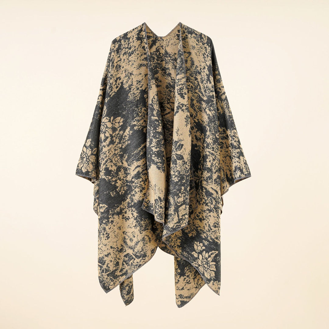 Damen Jacquard-Umhang mit floraler Strukturwebung und offenem Kimono-Fall Echo Archiv