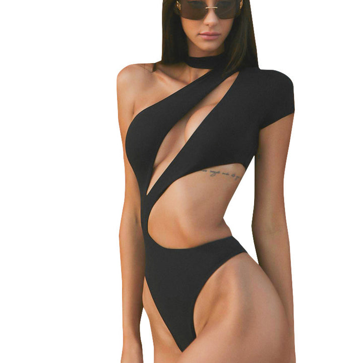 Damen Fashionable Einteiler-Badeanzug mit asymmetrischem Ausschnitt Echo Archiv