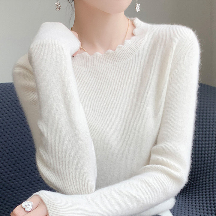 Damen Weicher Feinstrickpullover mit welligem Rundhalsausschnitt und kaschmirähnlicher Oberfläche Echoarchiv