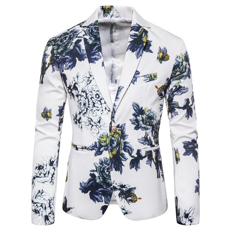 Herren eleganter Blazer mit floralen Mustern und strukturiertem Design Echoarchiv