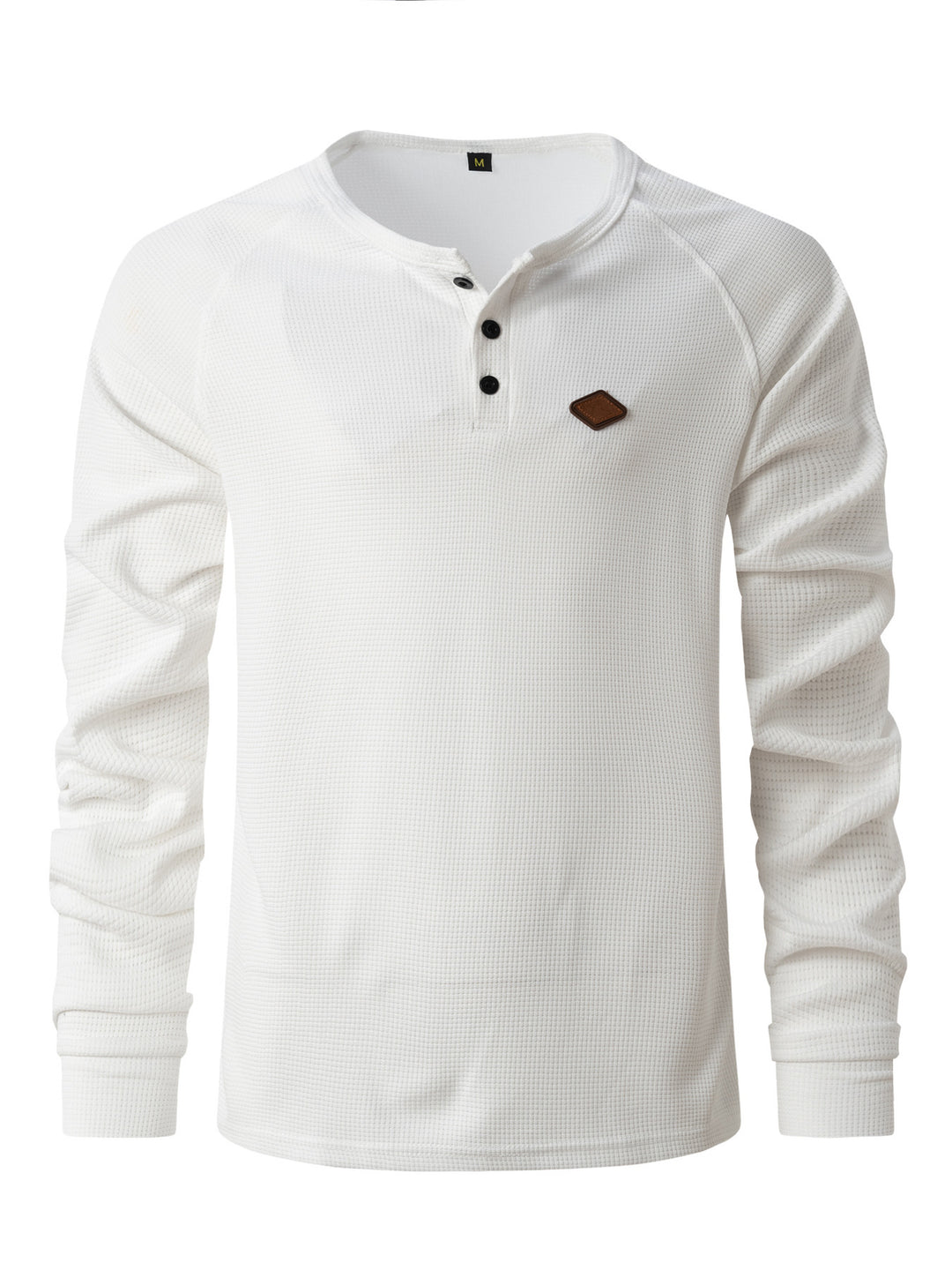 Herren Langarm-Henley-Shirt mit strukturiertem Gewebe und modischen Knopfdetails Echoarchiv