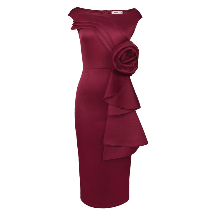 Damen figurbetontes Kleid mit schicker Rüschenapplikation Echo Archiv