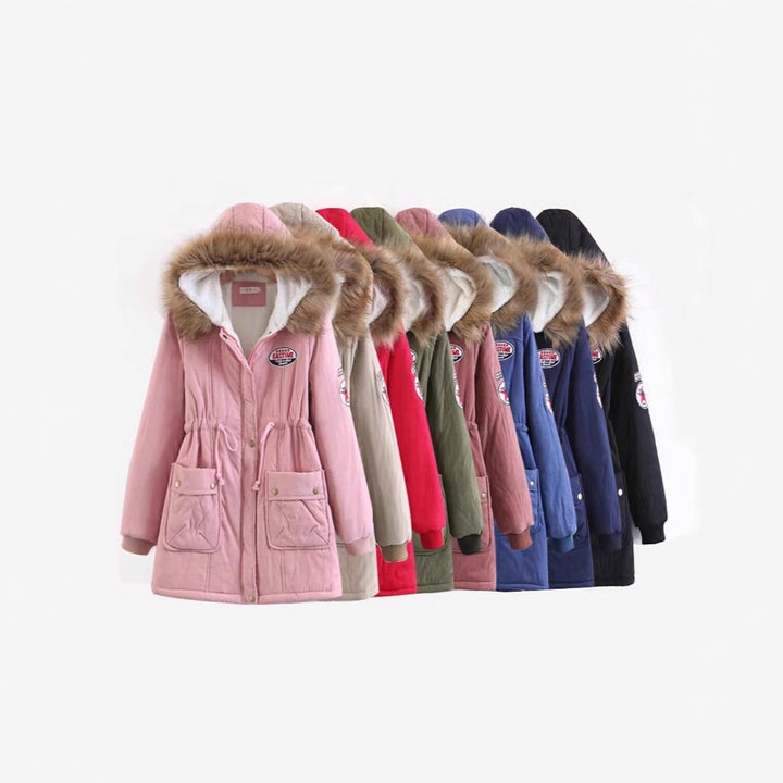 Damen Langer Utility-Parka mit Teddyfutter, Kapuze mit Kunstfell und Kordelzug – Avérine